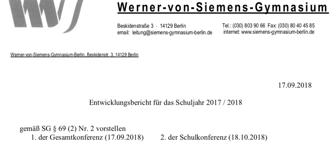 Ausschnitt Deckblatt Entwicklungsbericht 2017/18